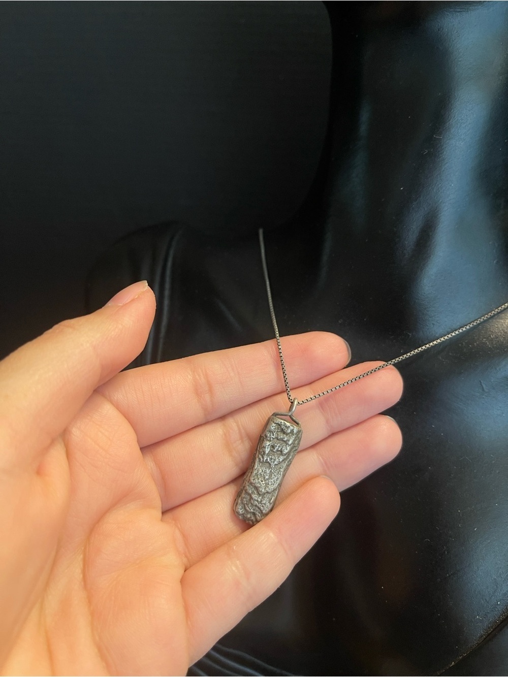 Sterling silver heavy gunmetal silver bar fingerprint necklace chain 20 inch